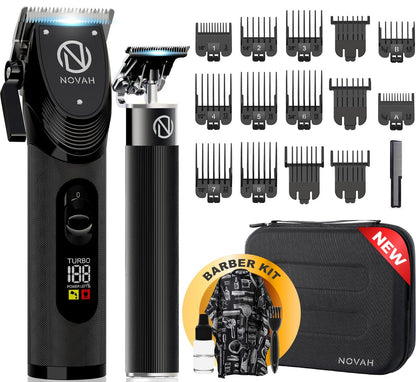 Novah Professional Hair Clippers for Men – Cordless Barber Clipper & Trimmer Set, Fade Haircut Kit, Electric Hair Cutting Machine (Matte Black) Avelisse