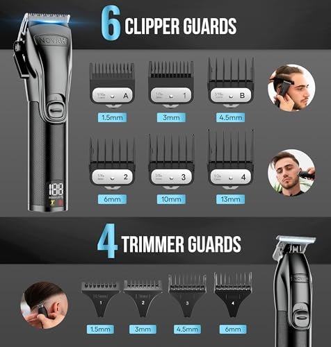 Novah Professional Barber Clippers and Trimmer Set - Cordless Foil Shaver & Hair Clipper for Men, Fade Haircut Kit, Matte Black Avelisse