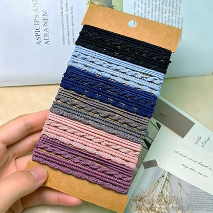GEMGIMY Hair Ties Elastics for Thick & Thin Hair - No Damage Boho Rubber Bands, Braided Ponytail Holders No Pull, Cute Hair Ties for Women Girls - 24 Pcs Colorful Hair Accessories Avelisse