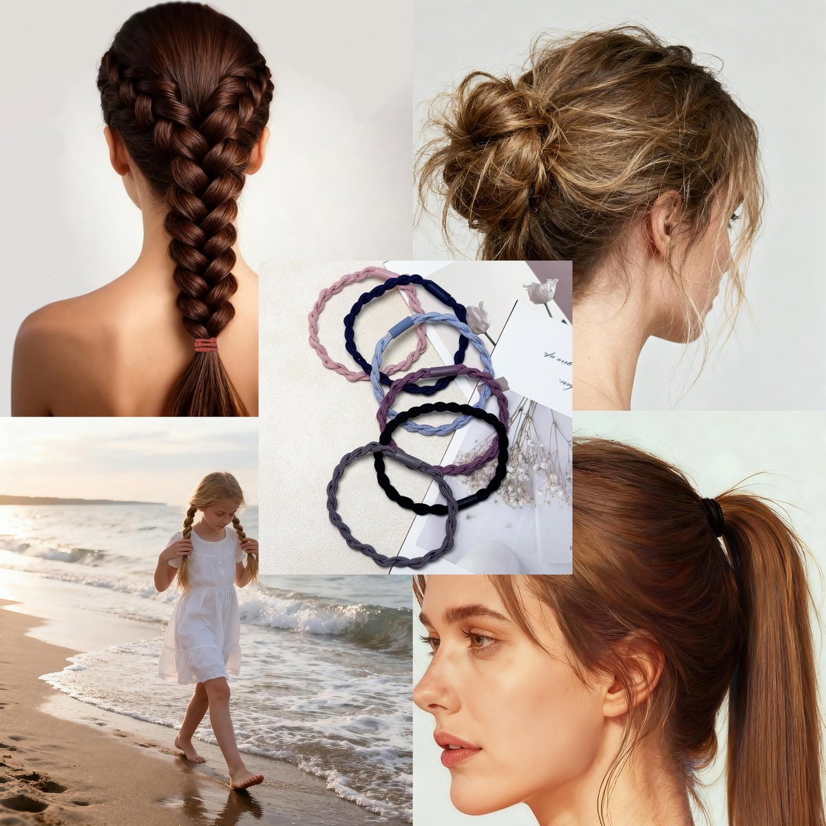 GEMGIMY Hair Ties Elastics for Thick & Thin Hair - No Damage Boho Rubber Bands, Braided Ponytail Holders No Pull, Cute Hair Ties for Women Girls - 24 Pcs Colorful Hair Accessories Avelisse