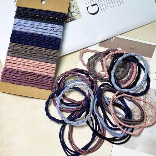 GEMGIMY Hair Ties Elastics for Thick & Thin Hair - No Damage Boho Rubber Bands, Braided Ponytail Holders No Pull, Cute Hair Ties for Women Girls - 24 Pcs Colorful Hair Accessories Avelisse