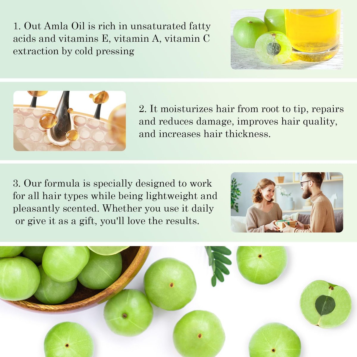 FSLHCY Amla Oil 60ML - Natural & Vegan Hair Oil for Healthy Hair Growth, Promotes Thicker, Fuller, Shinier Hair for Men and Women - görsel 9