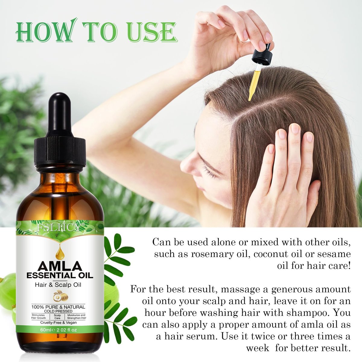 FSLHCY Amla Oil 60ML - Natural & Vegan Hair Oil for Healthy Hair Growth, Promotes Thicker, Fuller, Shinier Hair for Men and Women - görsel 13