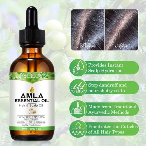 FSLHCY Amla Oil 60ML - Natural & Vegan Hair Oil for Healthy Hair Growth, Promotes Thicker, Fuller, Shinier Hair for Men and Women - görsel 8