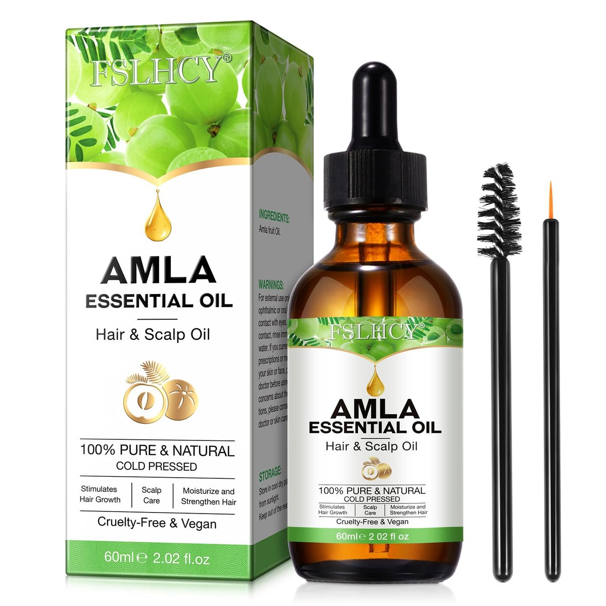 FSLHCY Amla Oil 60ML - Natural & Vegan Hair Oil for Healthy Hair Growth, Promotes Thicker, Fuller, Shinier Hair for Men and Women - görsel 1