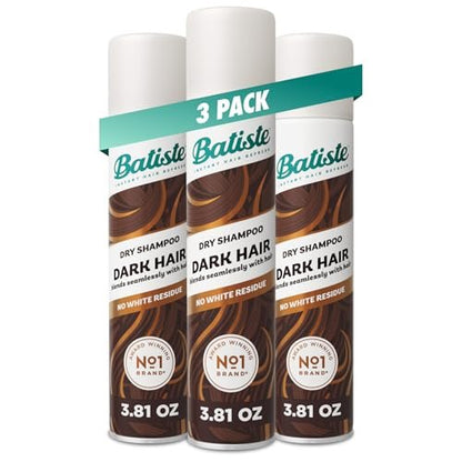 Batiste Dark Dry Shampoo 3-Pack – Waterless Hair Refresher for Dark Hair (3.81 oz Total) Avelisse
