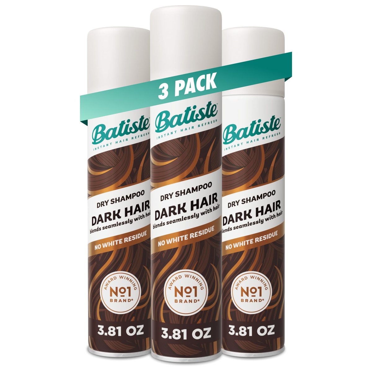 Batiste Dark Dry Shampoo 3-Pack – Waterless Hair Refresher for Dark Hair (3.81 oz Total) Avelisse