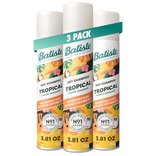 Batiste Tropical Dry Shampoo 3.81oz 3-Pack - Waterless Shampoo for Fresh, Voluminous Hair Avelisse
