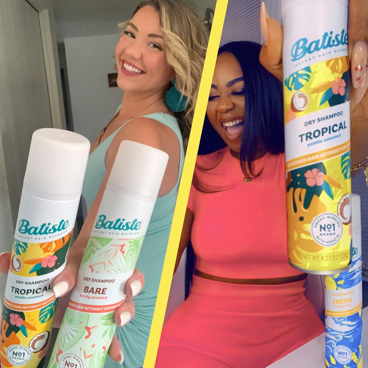 Batiste Tropical Dry Shampoo 3.81oz 3-Pack - Waterless Shampoo for Fresh, Voluminous Hair Avelisse