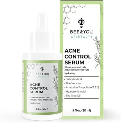 BEE and YOU Acne Treatment with Salicylic Acid, Bee Venom & Propolis Serum - Clear Breakouts, Face & Body, 1 oz