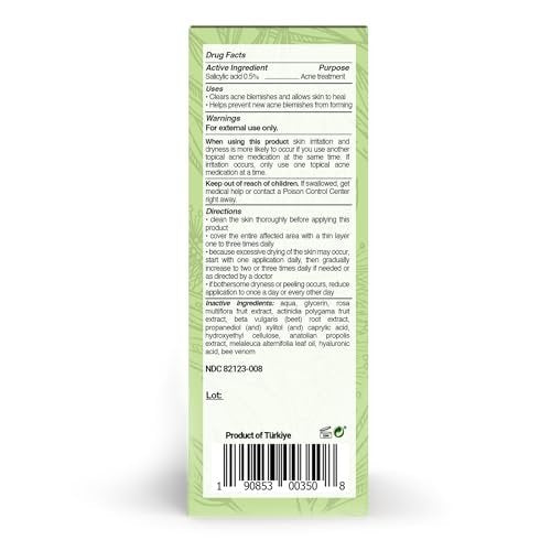 BEE and YOU Acne Treatment with Salicylic Acid, Bee Venom & Propolis Serum - Clear Breakouts, Face & Body, 1 oz - görsel 6