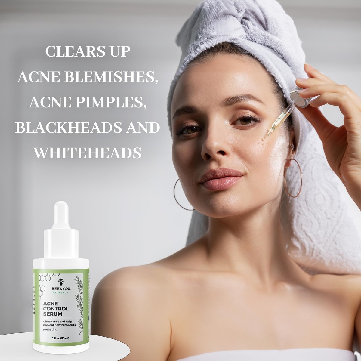 BEE and YOU Acne Treatment with Salicylic Acid, Bee Venom & Propolis Serum - Clear Breakouts, Face & Body, 1 oz - görsel 3