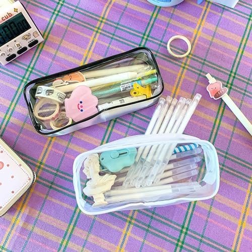 Juxiamal 2-Pack Clear Cosmetic Bags with Zipper – Multi-Use Travel Makeup Brush Cases, Toiletry Pouches, Pencil Cases for School (Black & White) - görsel 12