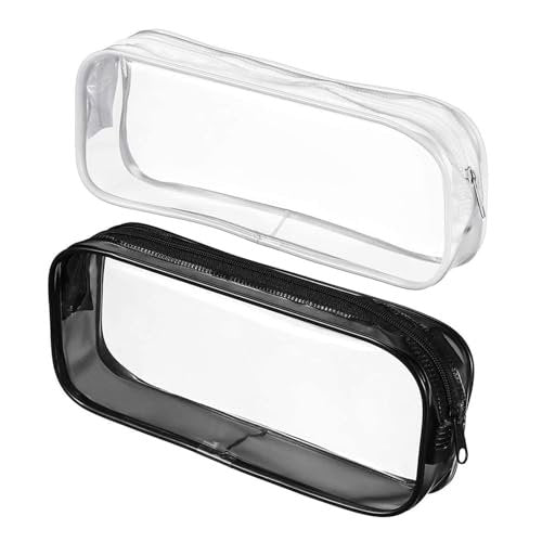 Juxiamal 2-Pack Clear Cosmetic Bags with Zipper – Multi-Use Travel Makeup Brush Cases, Toiletry Pouches, Pencil Cases for School (Black & White) - görsel 2