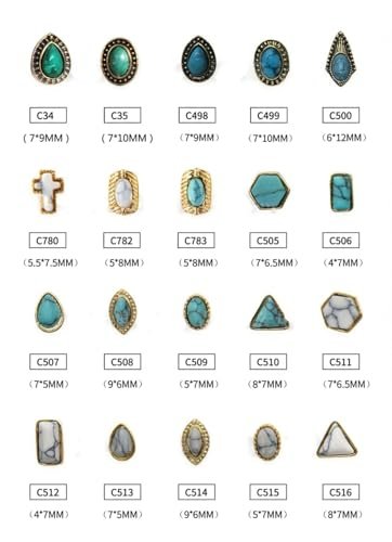 SIXAOAZZ 50 PCS Turquoise Nail Hanging Ornaments – 3D Metal Nail Art Decor for DIY Western Style, Small Blue Charms - görsel 4