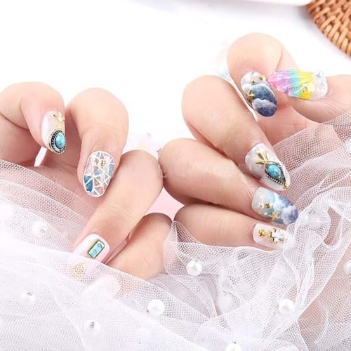 SIXAOAZZ 50 PCS Turquoise Nail Hanging Ornaments – 3D Metal Nail Art Decor for DIY Western Style, Small Blue Charms - görsel 16