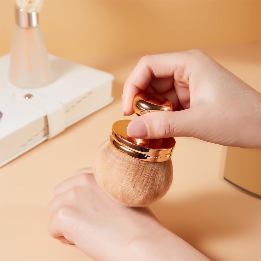 COSHINE Extra Large Rose Gold Self Tanning Blend Brush – 3 Inch Professional Kabuki Brush for Face and Body - görsel 11