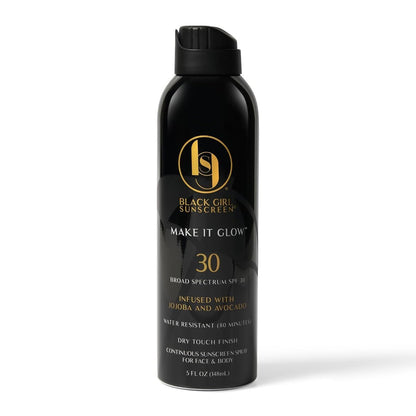 Black Girl Sunscreen Make it Glow Sunscreen Spray SPF 30 - Ultra Sheer, No White Cast for Face & Body, Water Resistant 80 min, 5 oz