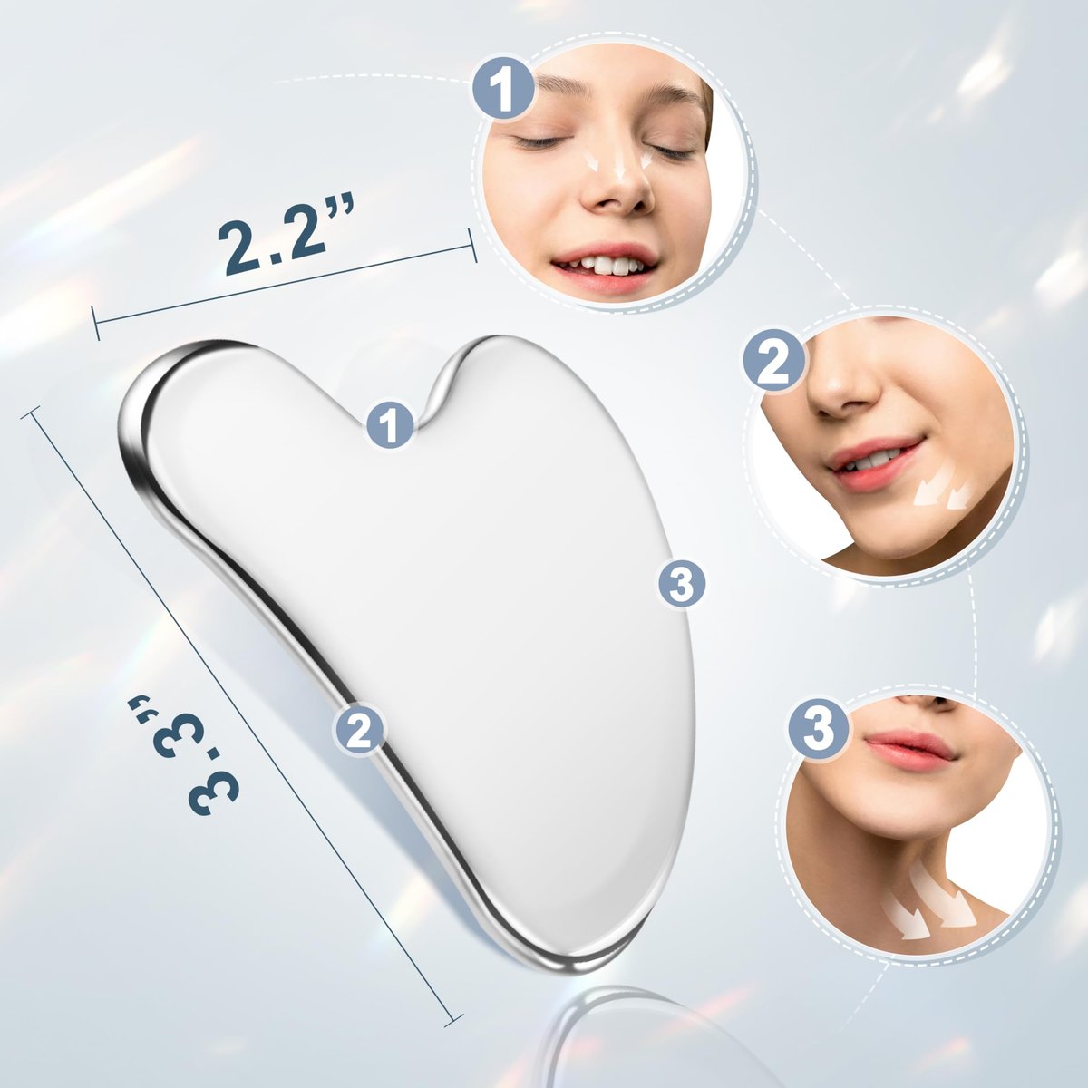 MoHern 2-Piece Stainless Steel Gua Sha Tool Set for Face Sculpting, Jawline Massage & Puffiness Reduction – Durable GuaSha Facial Massager - görsel 9