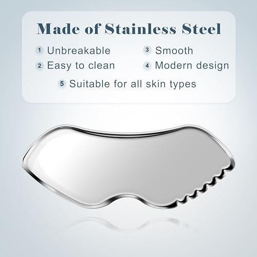 MoHern 2-Piece Stainless Steel Gua Sha Tool Set for Face Sculpting, Jawline Massage & Puffiness Reduction – Durable GuaSha Facial Massager - görsel 4
