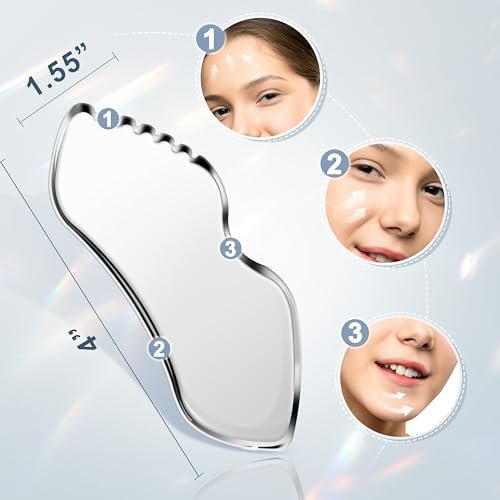 MoHern 2-Piece Stainless Steel Gua Sha Tool Set for Face Sculpting, Jawline Massage & Puffiness Reduction – Durable GuaSha Facial Massager - görsel 8
