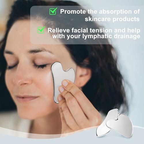 MoHern 2-Piece Stainless Steel Gua Sha Tool Set for Face Sculpting, Jawline Massage & Puffiness Reduction – Durable GuaSha Facial Massager - görsel 12
