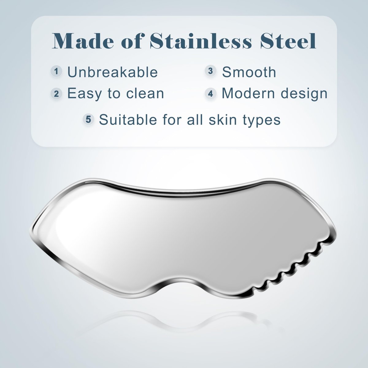 MoHern 2-Piece Stainless Steel Gua Sha Tool Set for Face Sculpting, Jawline Massage & Puffiness Reduction – Durable GuaSha Facial Massager - görsel 3