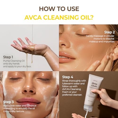 AVCA Jumbo Size Blackhead Remover Cleansing Oil 10.14 fl oz (300ml) – K-Beauty Pore Care Cleanser with PHA, Dissolves Makeup & Sebum, Gentle Exfoliating Oil Cleanser for Oily & Normal Skin Avelisse