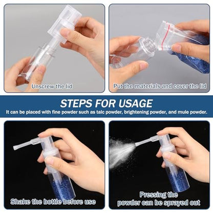KALIONE 2-Pack 25ml Empty Powder Spray Bottles – Reusable Detachable Travel Bottles for Face, Hair, Body, Nail