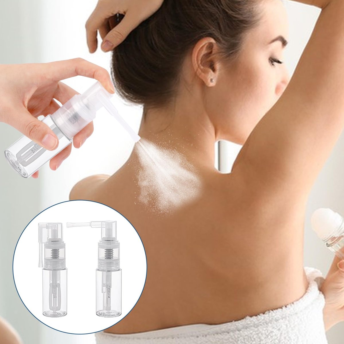 KALIONE 2-Pack 25ml Empty Powder Spray Bottles – Reusable Detachable Travel Bottles for Face, Hair, Body, Nail - görsel 7