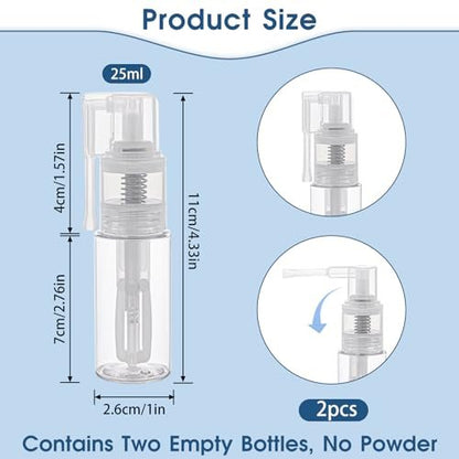 KALIONE 2-Pack 25ml Empty Powder Spray Bottles – Reusable Detachable Travel Bottles for Face, Hair, Body, Nail
