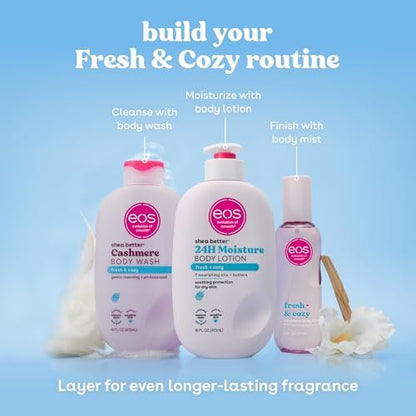 eos Cashmere Body Wash – Fresh & Cozy Moisturizing Body Wash, Creamy Gel Formula with Shea Butter, Glycerin & Vitamin E, pH Balanced for Sensitive Skin, Vegan, 16 fl oz