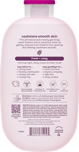 eos Cashmere Body Wash – Fresh & Cozy Moisturizing Body Wash, Creamy Gel Formula with Shea Butter, Glycerin & Vitamin E, pH Balanced for Sensitive Skin, Vegan, 16 fl oz