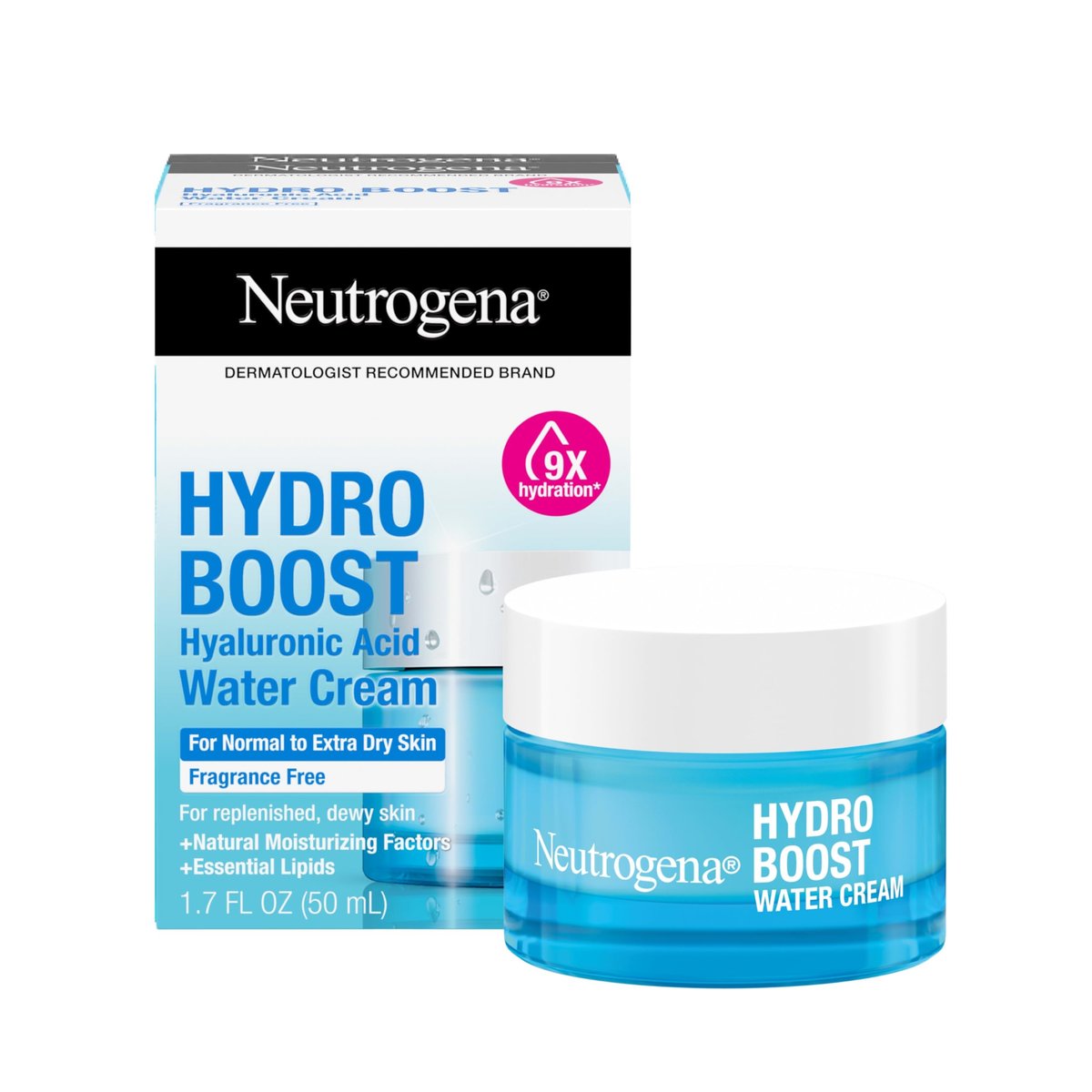 Neutrogena Hydro Boost Water Cream 72H Hydrating Face Moisturizer with Hyaluronic Acid for Normal to Extra Dry Skin, Fragrance Free, 1.7 oz + Trial Size Hydro Boost Hydrating Gel Cleanser 0.5 fl oz Avelisse