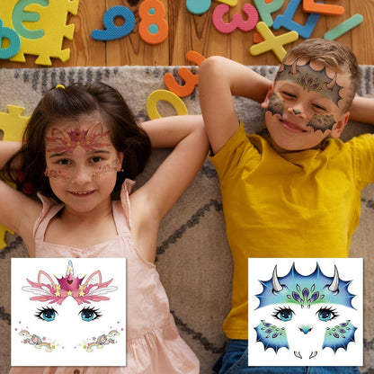 Partywind 24 Styles Face Temporary Tattoos for Kids - Dinosaur Fake Tattoo Stickers for Boys Girls Party Favors, Birthday Games, Goodie Bag Stuffers