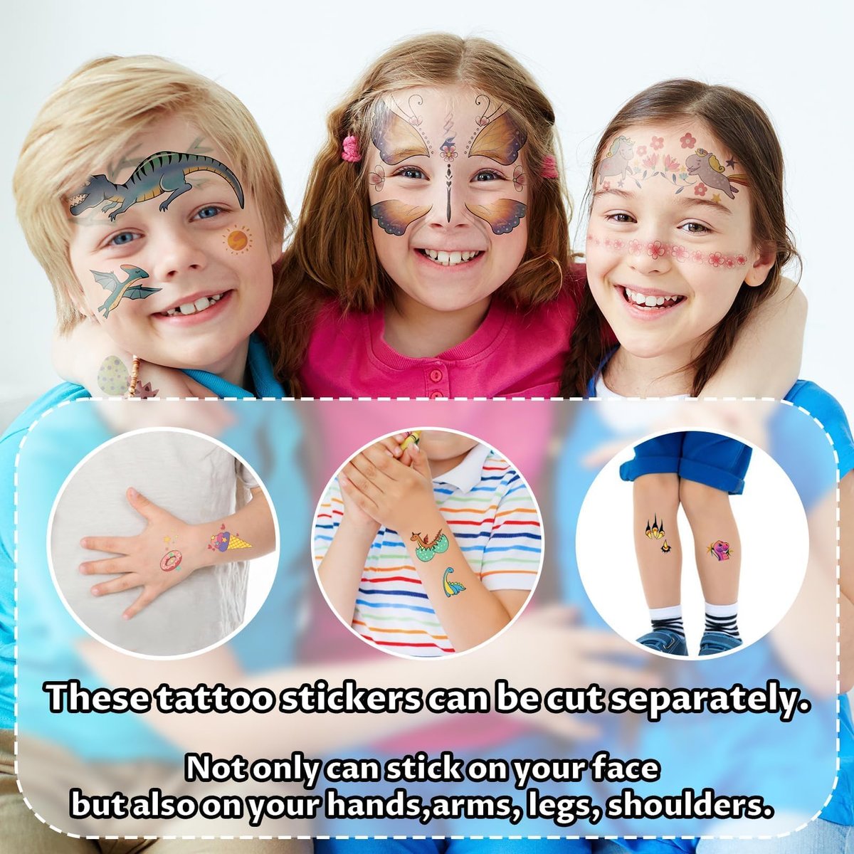 Partywind 24 Styles Face Temporary Tattoos for Kids - Dinosaur Fake Tattoo Stickers for Boys Girls Party Favors, Birthday Games, Goodie Bag Stuffers - görsel 5