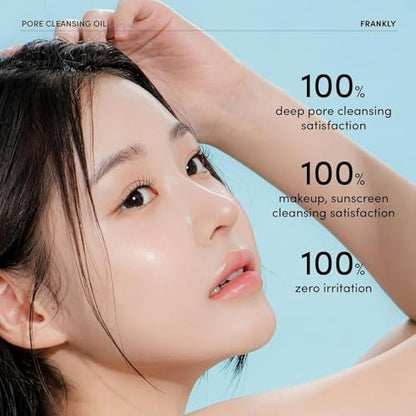 FRANKLY Pore Cleansing Oil – Deep Makeup Remover & Blackhead Cleanser with BHA, LHA, Amino Acids & Hyaluronic Acid for All Skin Types | Korean Skin Care | 6.8 fl oz Avelisse