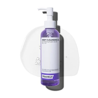 FRANKLY Pore Cleansing Oil – Deep Makeup Remover & Blackhead Cleanser with BHA, LHA, Amino Acids & Hyaluronic Acid for All Skin Types | Korean Skin Care | 6.8 fl oz Avelisse