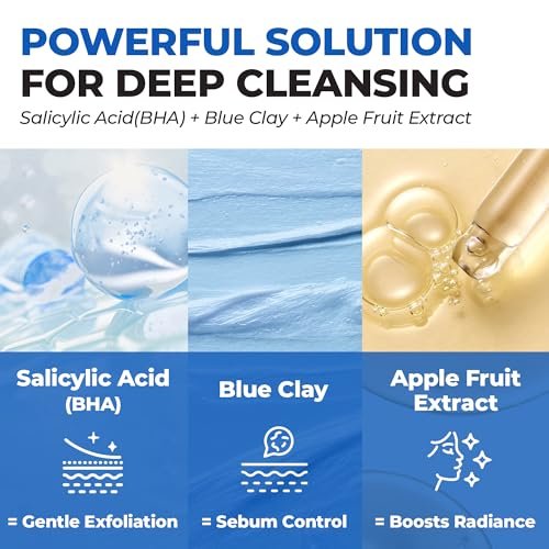 JUMISO Salicylic Acid 0.5% BHA Foaming Cleanser with Blue Clay – Low pH, Fragrance-Free Face Wash for Oily & Acne-Prone Skin – Blackhead & Pore Care, Non-Comedogenic, 4.23 oz Avelisse