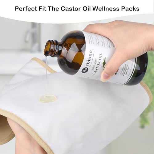 YBHMO Cold Pressed Castor Oil Organic Glass Bottle (16 Fl Oz) - 100% Pure, Hexane Free for Hair Growth, Castor Oil Packs & Body Moisturizer Avelisse