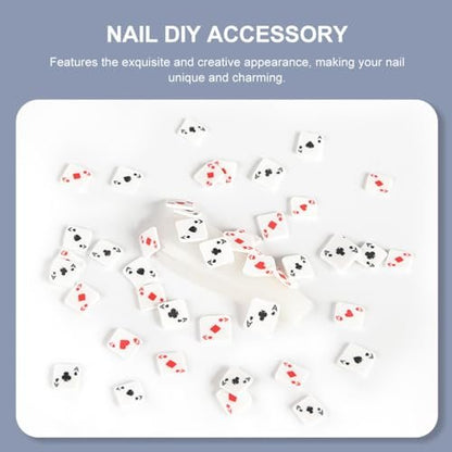 Poker Card Nail Charms - 3D Polymer Clay Nail Art Accessories for DIY Manicure, Compact Size 11x7cm, Assorted Colors for Home Salon Use