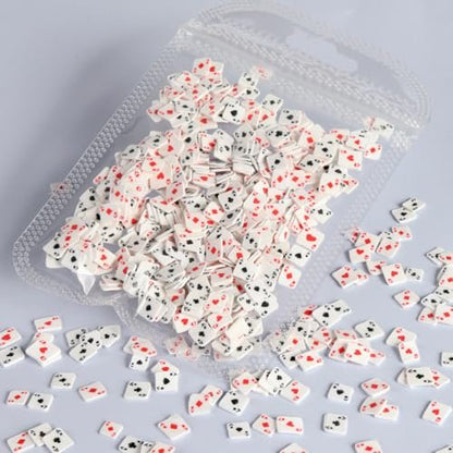 Poker Card Nail Charms - 3D Polymer Clay Nail Art Accessories for DIY Manicure, Compact Size 11x7cm, Assorted Colors for Home Salon Use