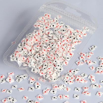 Poker Card Nail Charms - 3D Polymer Clay Nail Art Accessories for DIY Manicure, Compact Size 11x7cm, Assorted Colors for Home Salon Use