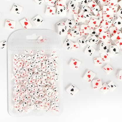 Poker Card Nail Charms - 3D Polymer Clay Nail Art Accessories for DIY Manicure, Compact Size 11x7cm, Assorted Colors for Home Salon Use