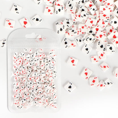Poker Card Nail Charms - 3D Polymer Clay Nail Art Accessories for DIY Manicure, Compact Size 11x7cm, Assorted Colors for Home Salon Use