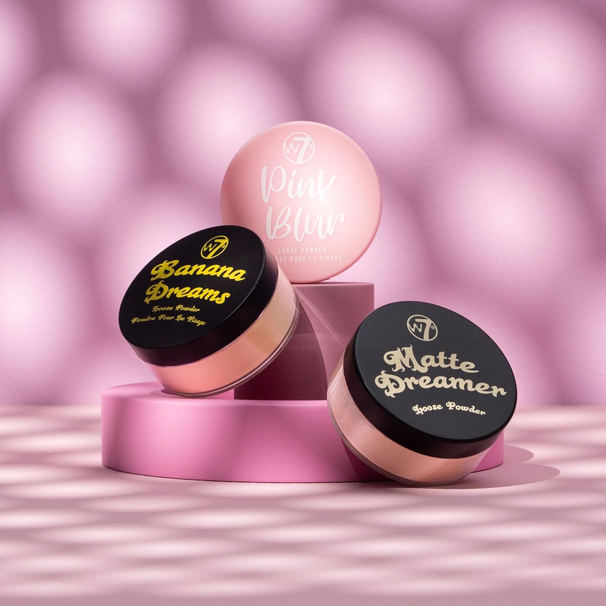 W7 Loose Face Powder Trio - Banana, Nude & Pink Setting Powders - Ultra-Fine 3-Piece Set for Flawless Makeup - görsel 7