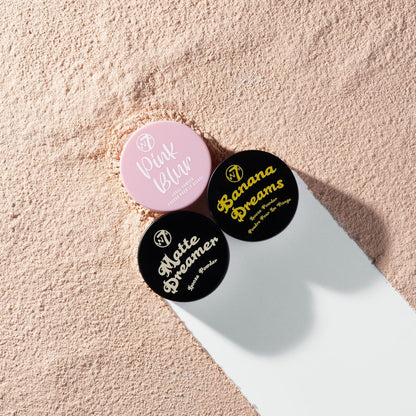 W7 Loose Face Powder Trio - Banana, Nude & Pink Setting Powders - Ultra-Fine 3-Piece Set for Flawless Makeup