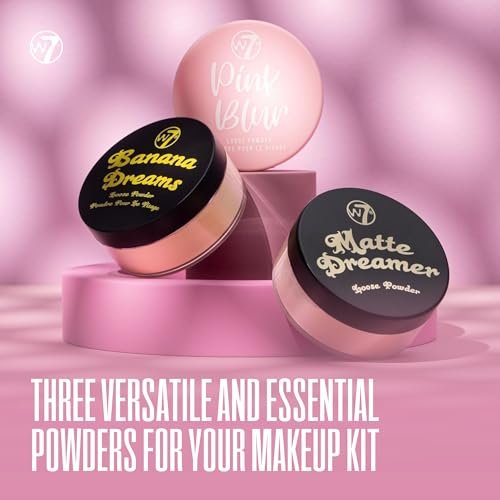 W7 Loose Face Powder Trio - Banana, Nude & Pink Setting Powders - Ultra-Fine 3-Piece Set for Flawless Makeup - görsel 4