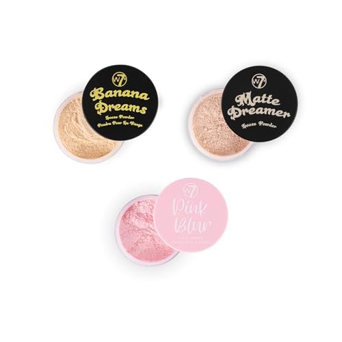 W7 Loose Face Powder Trio - Banana, Nude & Pink Setting Powders - Ultra-Fine 3-Piece Set for Flawless Makeup - görsel 2