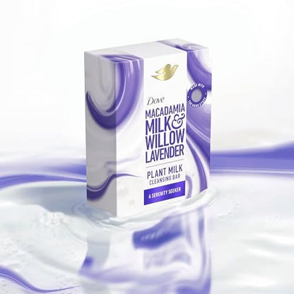Dove Plant Milk Cleansing Bar Soap Macadamia Milk & Willow Lavender Serenity Seeker 4 Count – Gentle Moisturizing Cleanser for Sensitive Skin, Sulfate-Free, Paraben-Free, 98% Biodegradable Avelisse